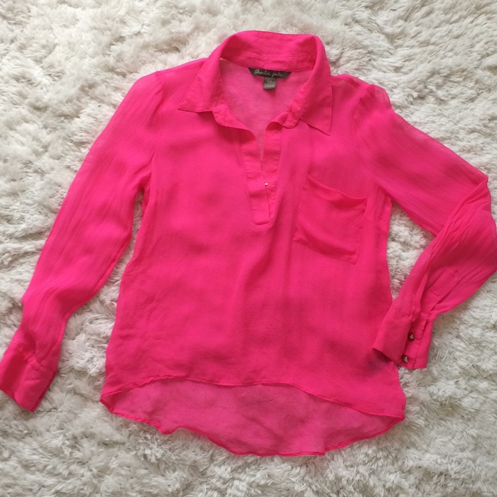 Sheer Neon Pink Blouse